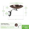 Burnt Copper Birdbath with Rail Mount Bracket