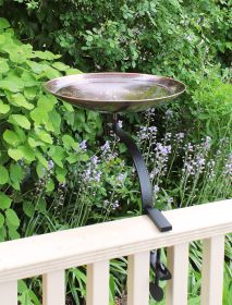 Burnt Copper Birdbath with Rail Mount Bracket