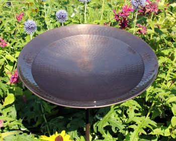 Burnt Copper Birdbath with Stake