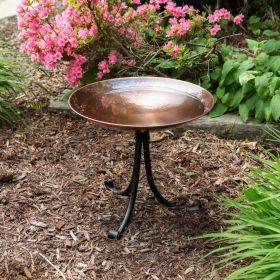 Burnt Copper Birdbath with Tripod Stand