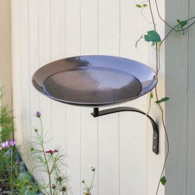 Burnt Copper Birdbath with Wall Mount Bracket