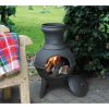 Small Black Cast Iron Chimenea Wood/Charcoal Burning Fire Pit