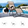 Tan 3-Piece Folding Portable Reclining Loungers & Table Set