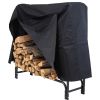 Black Metal Firewood Log Rack with Cover