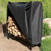 Black Metal Firewood Log Rack with Cover