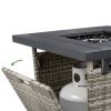 50,000 BTU Grey Wicker LP Gas Propane Fire Pit with Faux Wood Tabletop and Cover