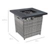 50,000 BTU Grey Wicker LP Gas Propane Fire Pit with Faux Wood Tabletop and Cover