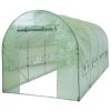 Hoop House Greenhouse with Steel Frame and Green PE Cover