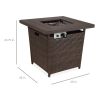 50,000 LP Brown Resin Wicker Fire Pit Using Propane with Faux Wood Tabletop and Cover