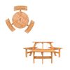 Round Wood Picnic Table Bench Set with Umbrella Hole