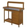 Potting Bench with Metal Table Top & Storage Cabinet