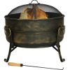 24-inch Diameter Steel Cauldron Wood Burning Fire Pit