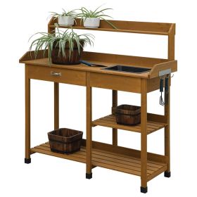 Modern Potting Bench with Sink, Storage, Shelves & Drawer