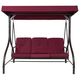 Burgundy Canopy Swing with Cushions