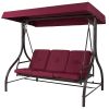 Burgundy Canopy Swing with Cushions