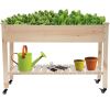 Solid Fir Wood Raised Garden Bed Planter on Locking Wheels