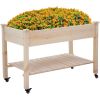 Solid Fir Wood Raised Garden Bed Planter on Locking Wheels