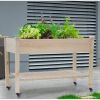 Solid Fir Wood Raised Garden Bed Planter on Locking Wheels