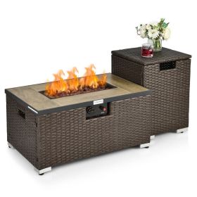 Propane Powered Fire Pit with Side Table Tank Holder