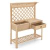 Farmhouse Wooden Potting Bench with Storage Drawer and Trellis