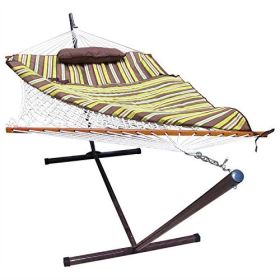 Desert Stripe Rope Hammock Set with Stand Pad and Pillow