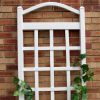 White Vinyl Garden Trellis with Arch Top & Ground Mount Anchors