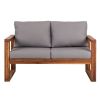 Modern Acacia Loveseat with Grey Cushion