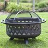 Bronze Fire Pit with Grill Grate Spark Screen Cover