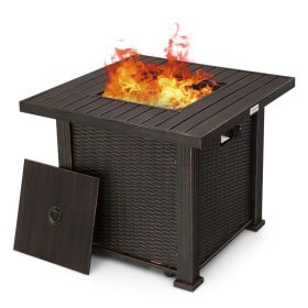 Square Propane Gas Fire Pit Table with Adjustable Flame