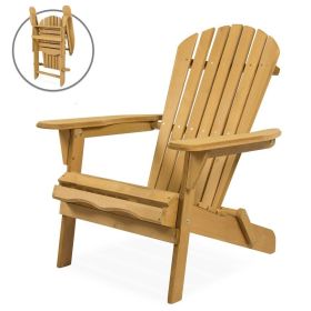 All Weather Large Foldable Adirondack Chair with Natural Finish