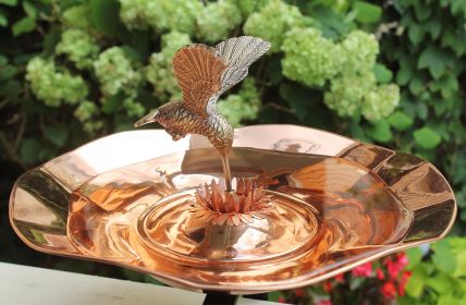 Hummingbird Birdbath with Over Rail Bracket