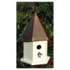 White Songbird Birdhouse with Brown Copper Roof