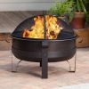 Heavy Duty Fire Pit Deep with Steel Cauldron, Screen and Stand