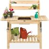 Garden Wood Potting Bench with Expandable Top & Food Grade Plastic Sink