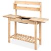 Garden Wood Potting Bench with Expandable Top & Food Grade Plastic Sink