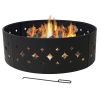 Heavy Duty Black Steel Fire Pit Ring with Diamond Pattern