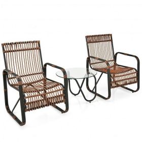 3-Piece Patio Rattan Furniture Set