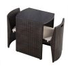 Espresso & White Wicker Cushioned Chair and Table Set