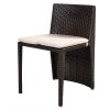 Espresso & White Wicker Cushioned Chair and Table Set