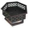 Steel Distressed-Bronze Lattice Design Fire Pit With Cover