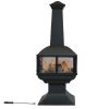 Large Black Steel Chimenea Wood Burning Fire Pit