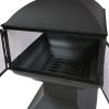 Large Black Steel Chimenea Wood Burning Fire Pit