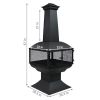 Large Black Steel Chimenea Wood Burning Fire Pit