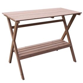 Wood Potting Bench Garden Table with Lower Shelf