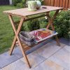 Wood Potting Bench Garden Table with Lower Shelf