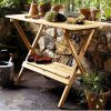 Wood Potting Bench Garden Table with Lower Shelf