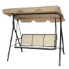 Contemporary Light Brown Patio 3-Person Canopy Swing