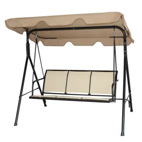 Contemporary Light Brown Patio 3-Person Canopy Swing