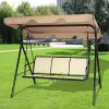 Contemporary Light Brown Patio 3-Person Canopy Swing