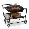 Portable Wheeled Log Storage Rack & Wood Burning Fire Pit